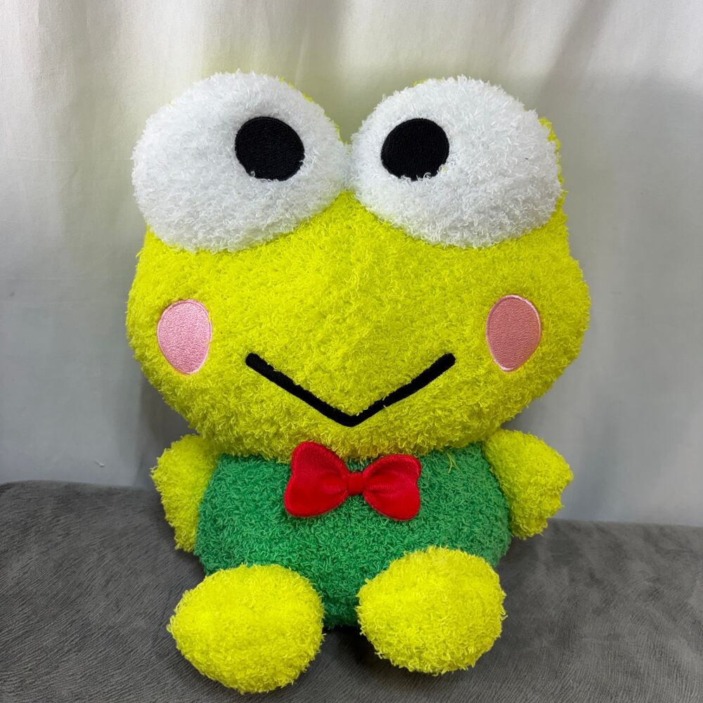 Keroppi Frog Plush Doll Toy 10" Fuzzy Fluffy Sanrio Round 1 Happy Series W/ Tag